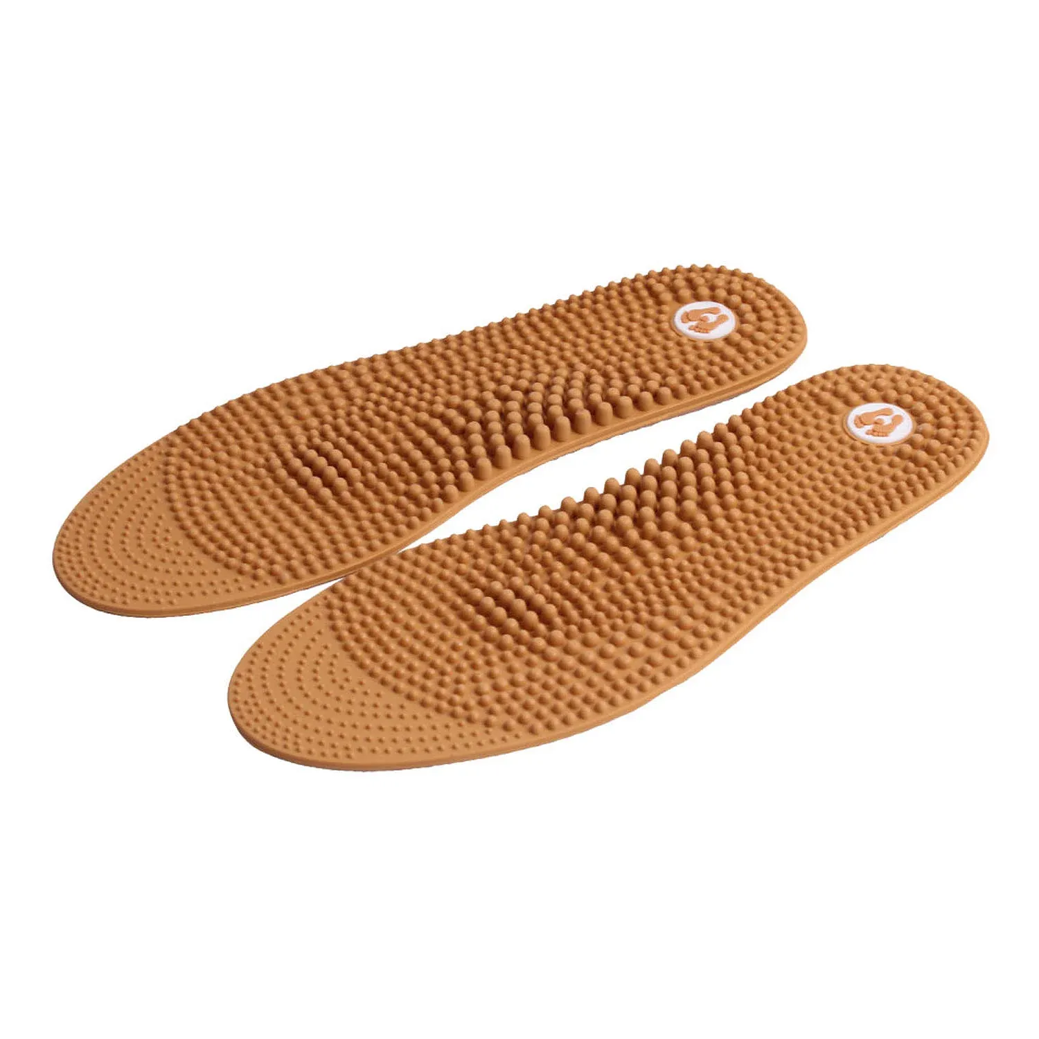 a pair of foot pads with a rubber sole