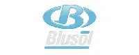 a blue and white logo with the words blusot